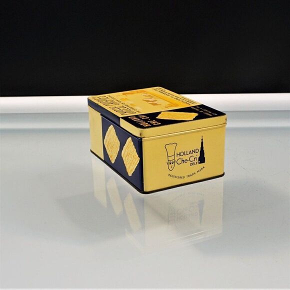 Che-Cri Cheese Crispies Metal Tin Vintage Delft Holland Advertising 7.5 oz Empty - Picture 3 of 9